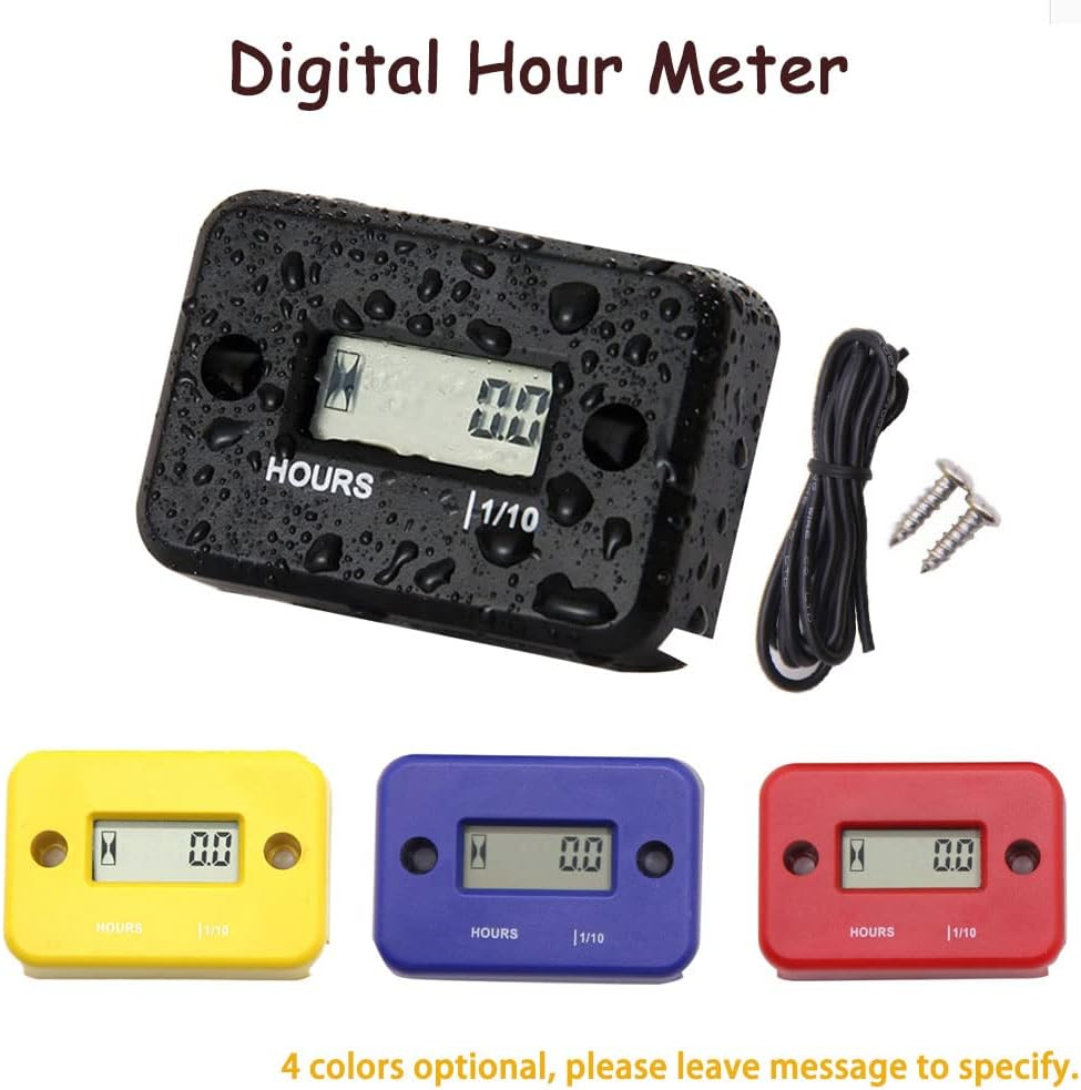 Digital Hour Meter, Waterproof LCD Display Engine Inductive Gauge Timer for Motorcycle, Snowmobile and Mower (Blue) image number 6
