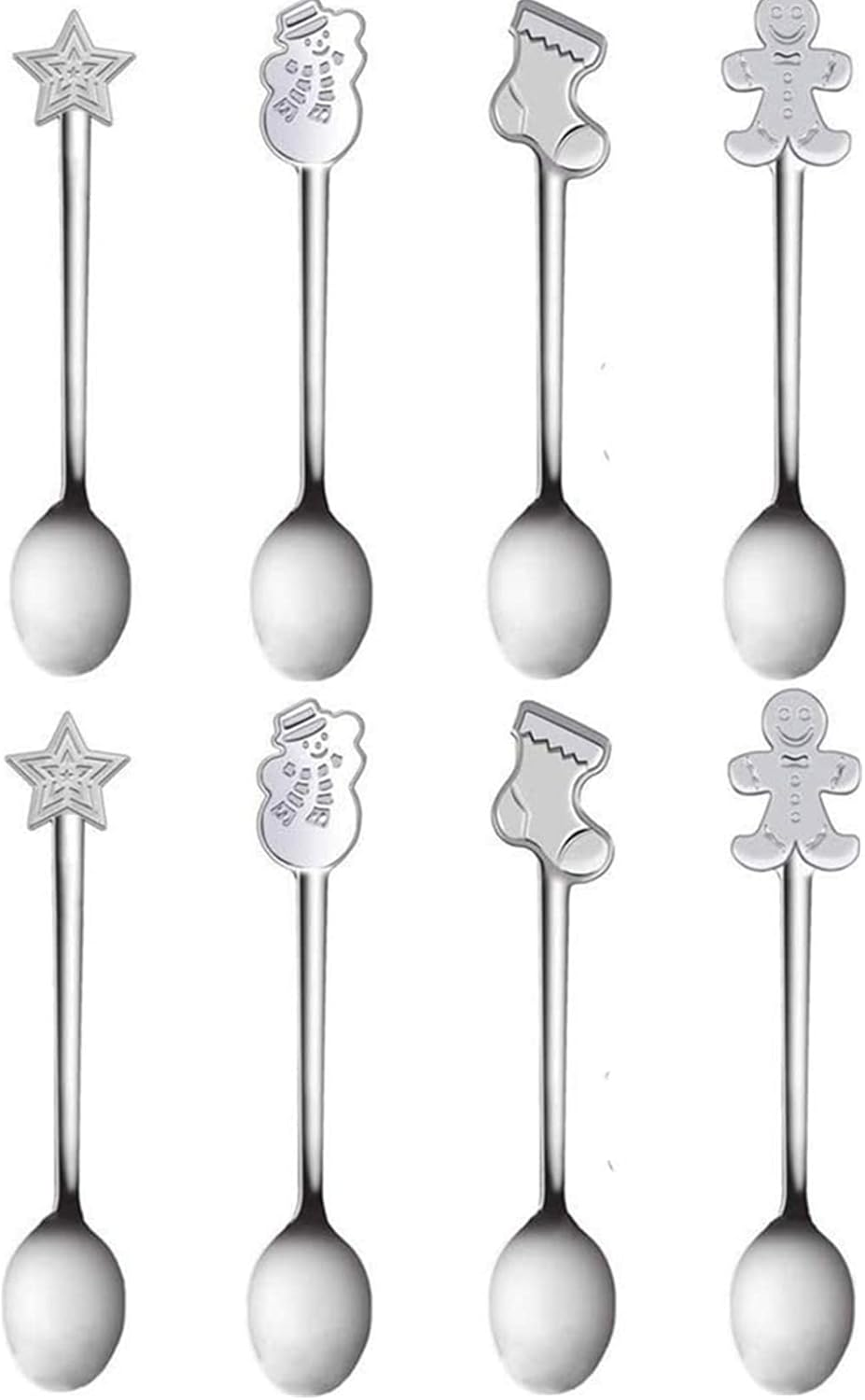 12 Pieces Creative Christmas Spoon Stainless Steel Coffee Spoon Christmas Stirring Spoon Tea Spoon Soup Spoon, 5 Inch