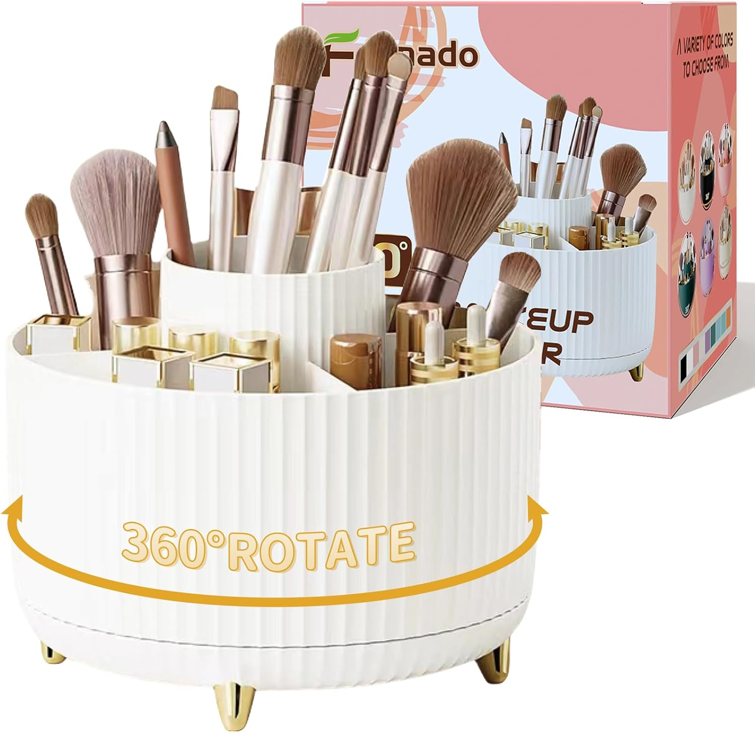 360&deg; Rotating Makeup Organizer Countertop, Lazy Susan Organizer, Makeup Organization Skincare Storage for Vanity, Desktop, Bathroom (Rotate Makeup Organizer Large-White) image number 6