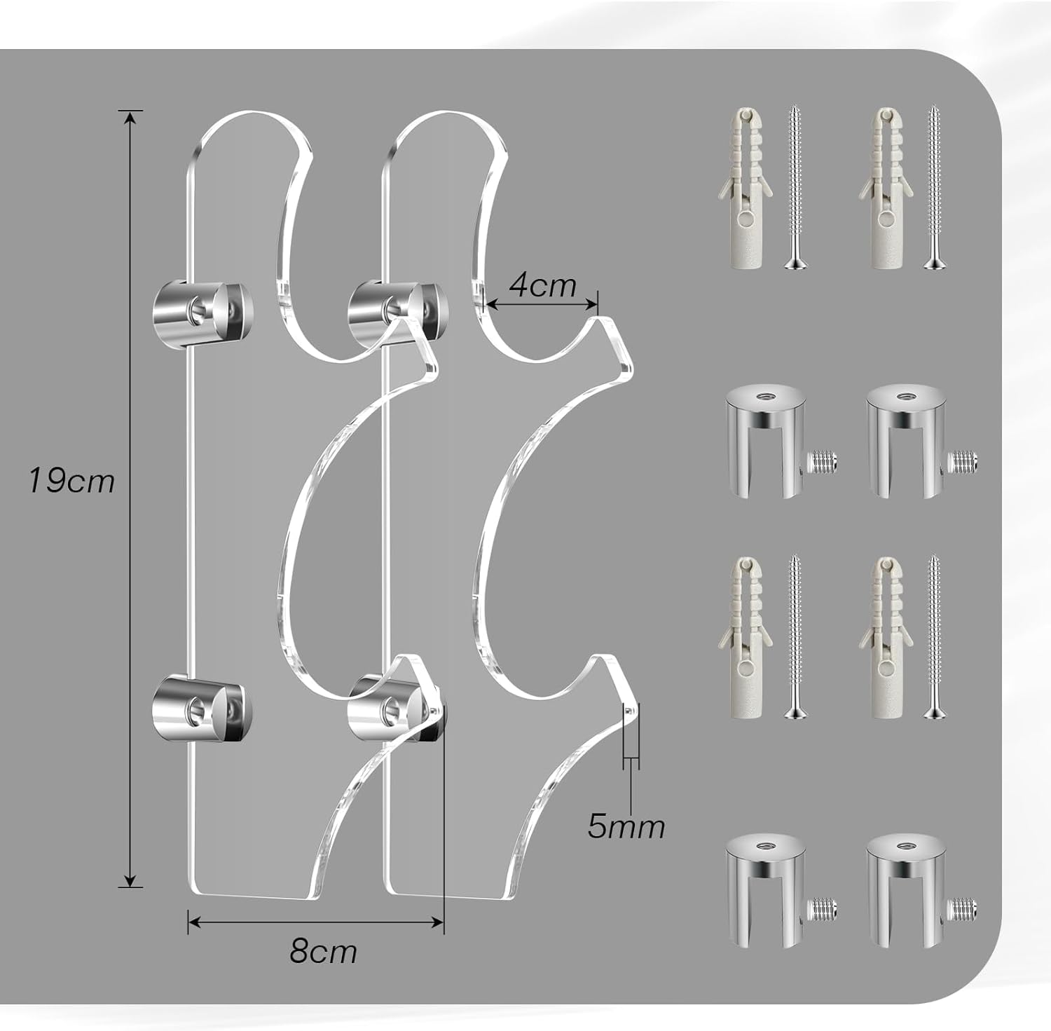 TOPNEW Lightsaber Wall Display Stand, Acrylic Light Saber Holder Mount, Transparent Rack Suitable for Swords