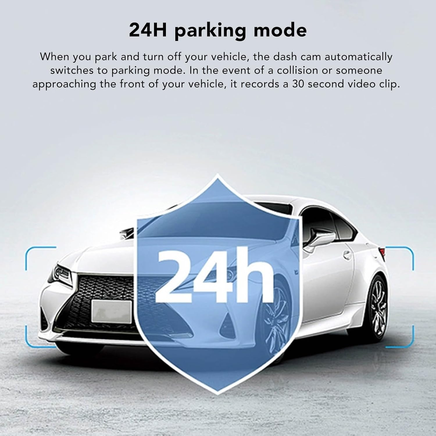 9.66In Mirror Touch Screen Dash Camera with 170&deg; Wide Angle, High Definition Recording, 24H Parking Mode for Cars