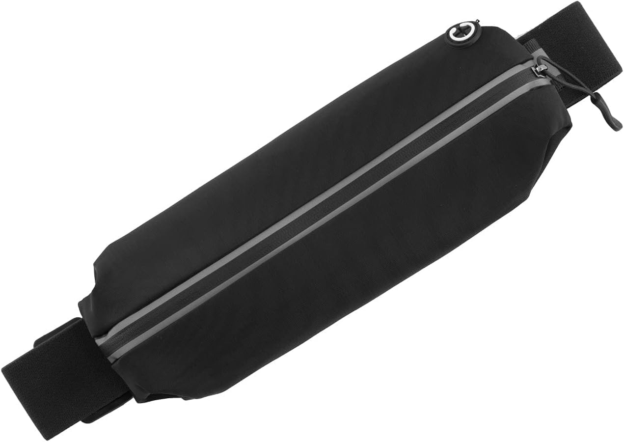 Slim Running Belt for Women with Waterproof Bounce, Waist Pouch, Reflective Runner Pack, Fitness Workout Bag, Money Belt (Black-2 Pack)