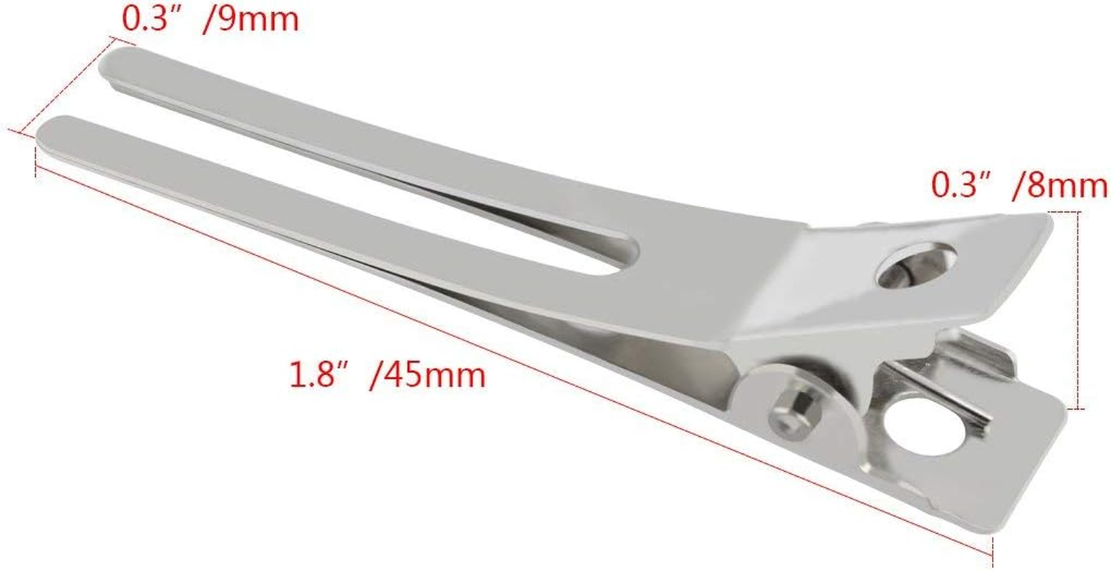 50Pcs Hairdressing Double Prong Curl Clips, 1.8Inch Curl Setting Section Hair Clips Metal Alligator Clips Hairpins for Hair Bow Great Pin Curl Clip Styling Clips for Hair Salon Barber (Silver) image number 4