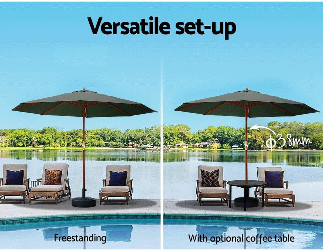 Instahut Umbrella Outdoor Pole Umbrellas Stand Sun Beach Garden Deck Charcoal 3M image number 2