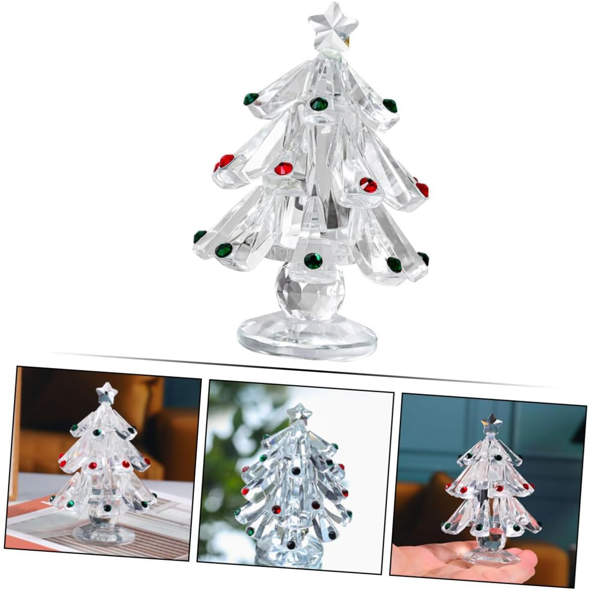 Christmas Tree Ornaments Snowman Bell Glass Decorative Figurine for Desktop Home Office Christmas Party Supplies image number 4