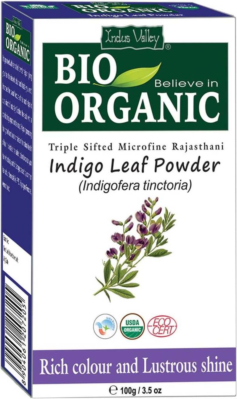Indus Valley BIO Organic Indigo Leaf Powder for Hair &ndash; 100G (Pack of 2) | Natural Hair Coloring Powder | No Ammonia, No PPD, No Chemicals - Indigo 100G+Brush image number 5