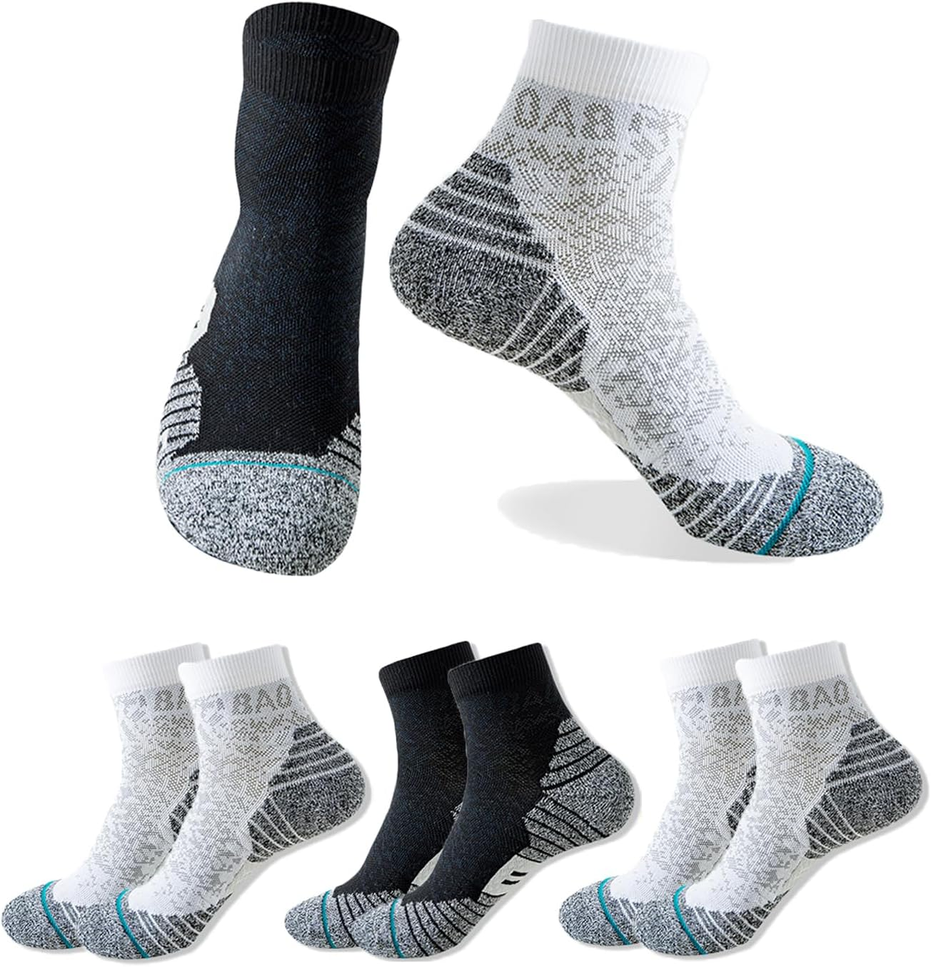 2/3 Pairs Ankle Socks Men Women Breathable Cotton Cushion Tab Crew Socks Wicking Non-Slip Athletic Trainer Socks X131 image number 4