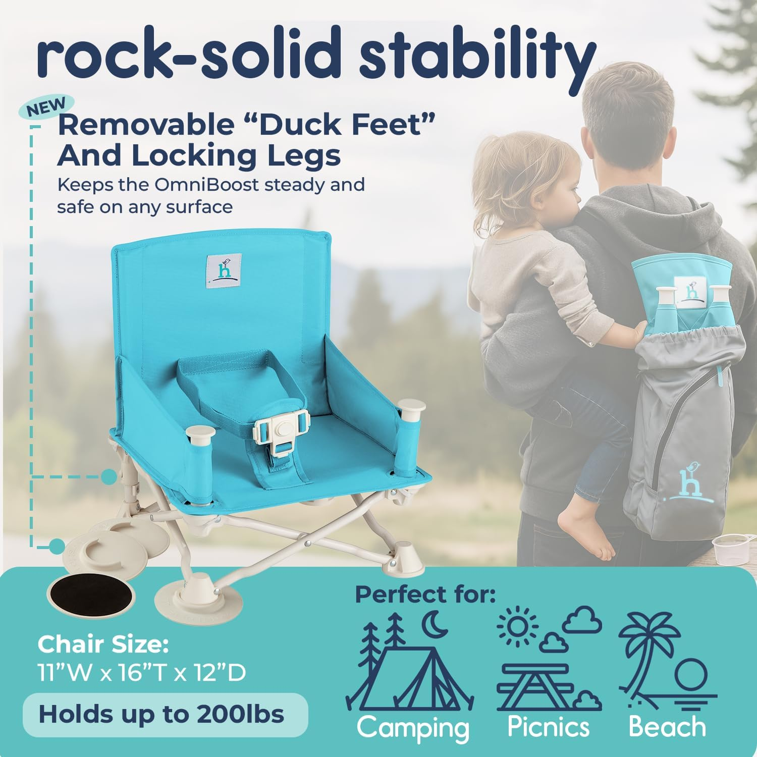 Hiccapop Omniboost Travel Booster Seat with Tray for Baby | Folding Portable Baby Booster Seat for Dining Table, Camping, Beach, Grandma&rsquo;S | Tip-Free Design Straps to Kitchen Chairs - Booster Chair image number 5