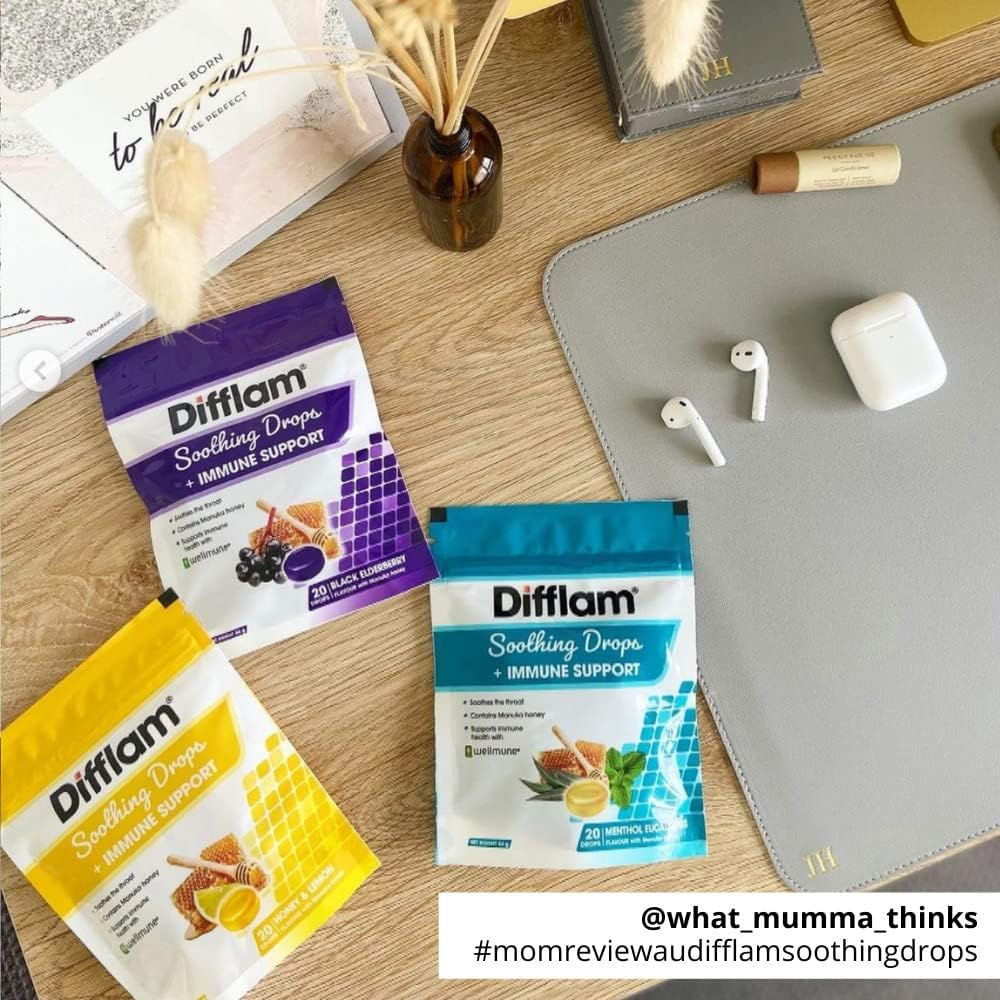 Difflam Soothing Drops + Immune Support 20 Pieces Pack, Honey and Lemon image number 1