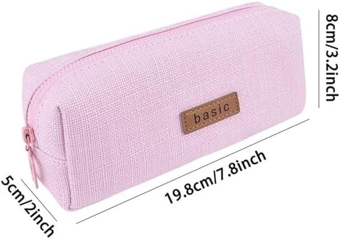 Cotton Linen Small Student Stationery Bag Coin Cosmetic Bag, 1PC Pink image number 4