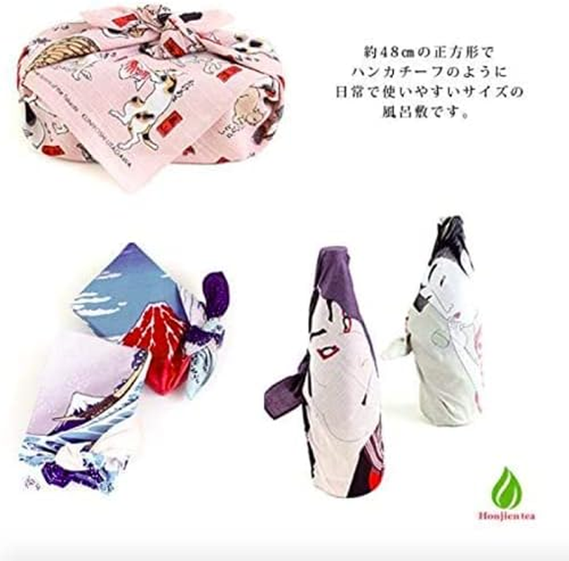 Furoshiki Traditional Japanese Fabric - Bento Lunch Wrapping Cloth Bandana - Medium 18.9 X 18.9 Inches, Hand Towel: with Ukiyo-E Art Motif (HOKUSAI Kousyukajikazawa) image number 3