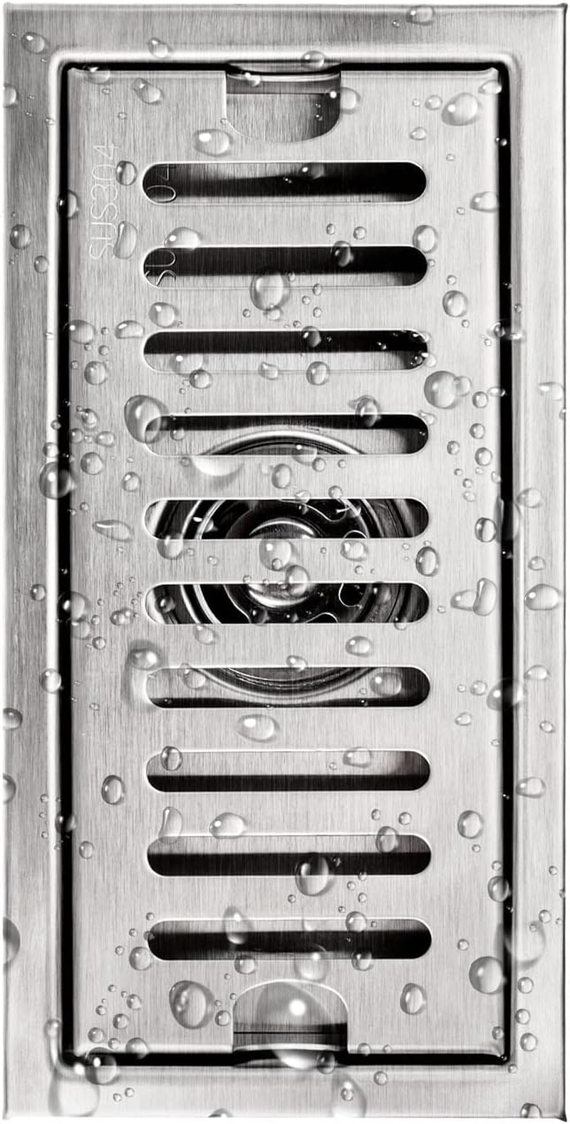 20 X 10 Cm Silver Rectangular Floor Drain with Stainless Steel Grate, Odour Trap, and Hair Catcher for Shower, Toilet, Bathroom, Kitchen, Balcony image number 6
