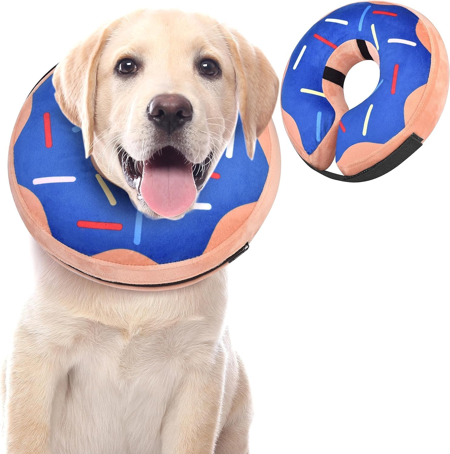 Soft Dog Cone for Large, Medium, Small Dogs and Cats - Inflatable Neck Donut Collar, E-Collar Alternative for Post-Surgery Recovery (S, Blue) image number 4