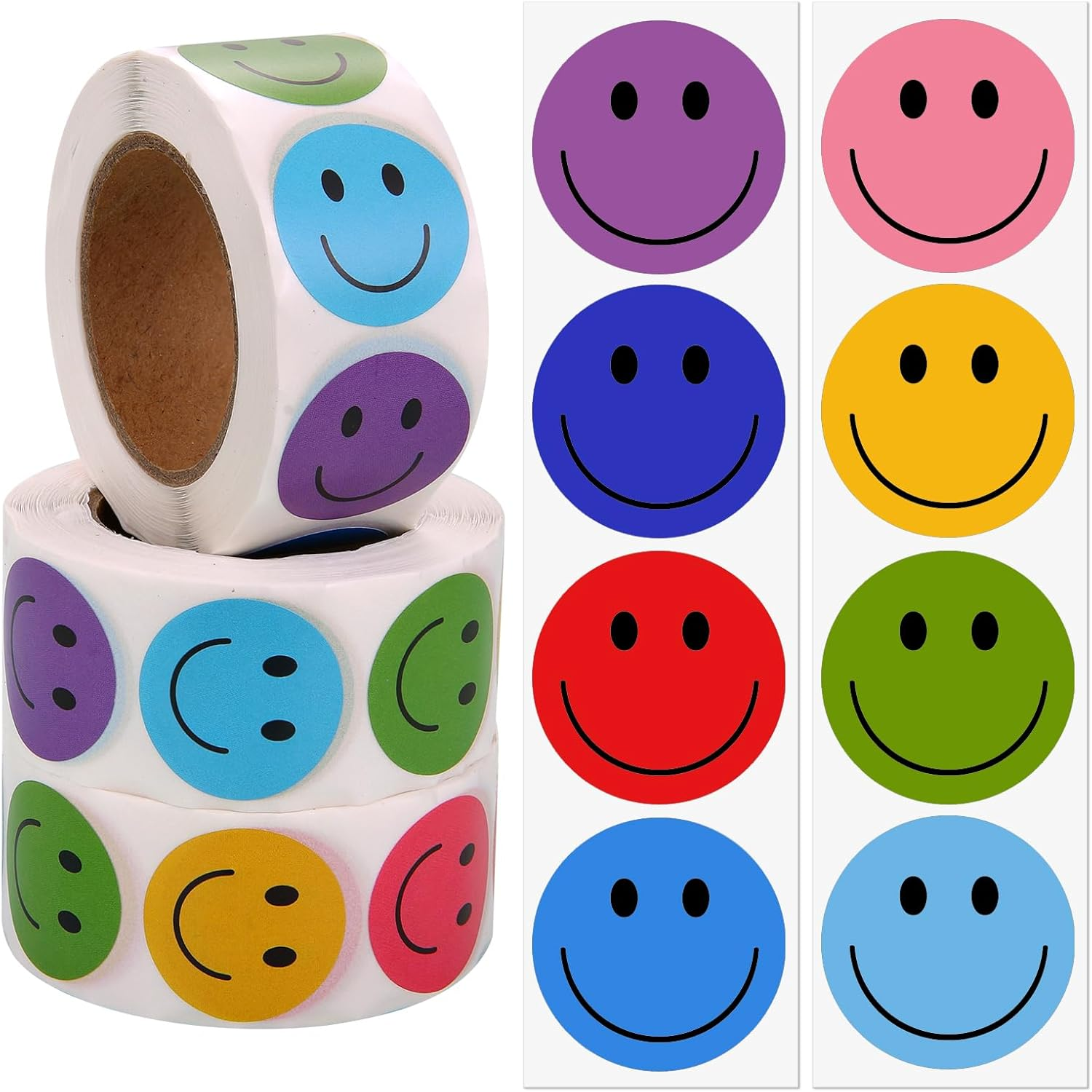 1500 Pieces Happy Smile Face Decal Small Happy Face Decal Mini Motivational Reward Stickers Colorful Incentive Stickers image number 3