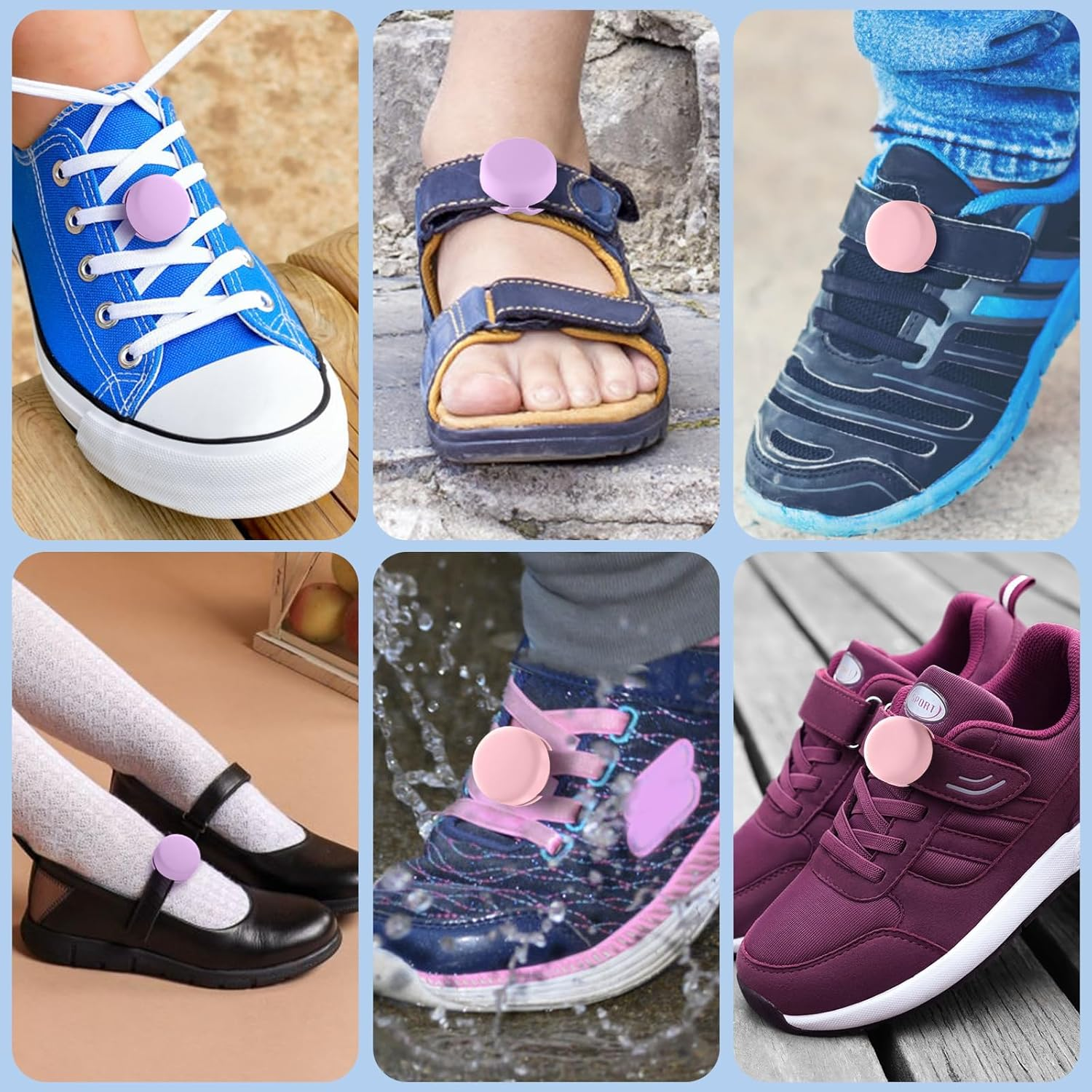 Hidden Silicone Air Tag Case Holder for Children Shoes Shoestring Accessories, Waterproof GPS Tracker Covers for Backpack, Pet, Dog, Cat Collar (Black, Blue, Pink Purple) image number 5