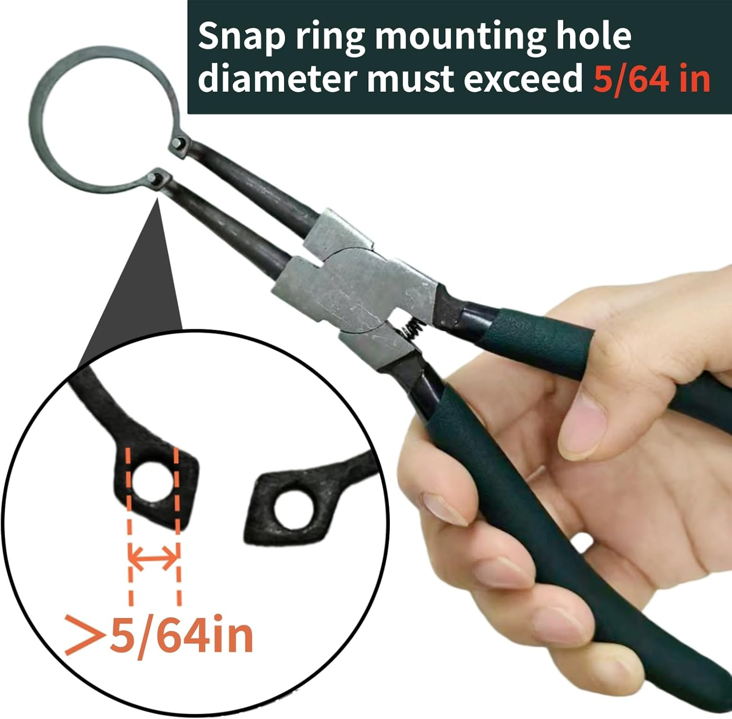 Snap Ring Pliers Set, 4Pcs 7" Internal/External Circlip Pliers Kit with Straight/Bent Jaw, Heavy Duty Precision Spring Loaded Pliers for Ring Remover Retaining and Remove Hoses, Gaskets - 300Pcs Internal Snap Ring+Pliers image number 5