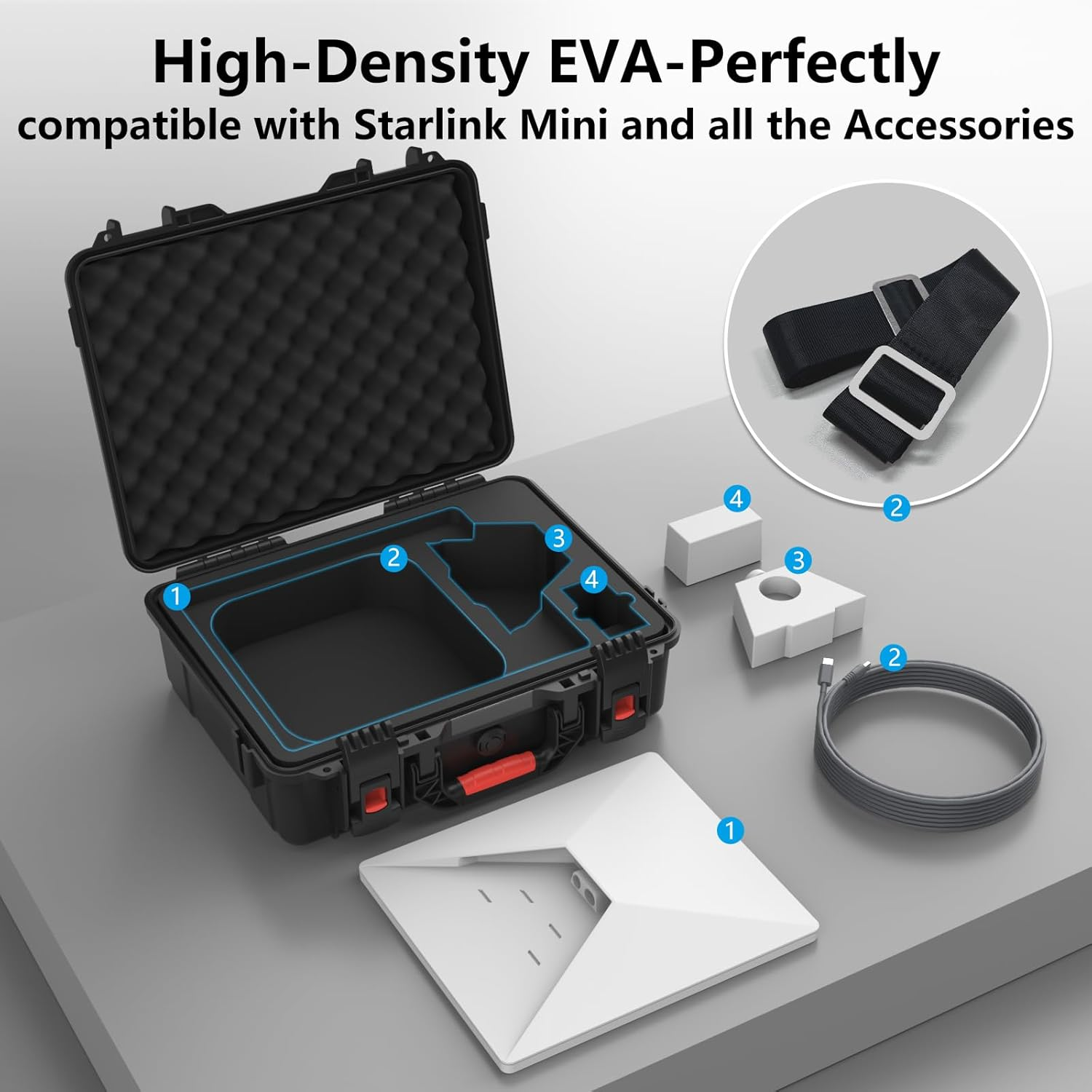 Starlink Mini Case, Waterproof Hard Case Fits Starlink Mini Dish, Portable Travel Case with Precision Cut Foam for Starlink Mini Accessories, IP67 Waterproof, Ideal for Travel and Camping image number 3