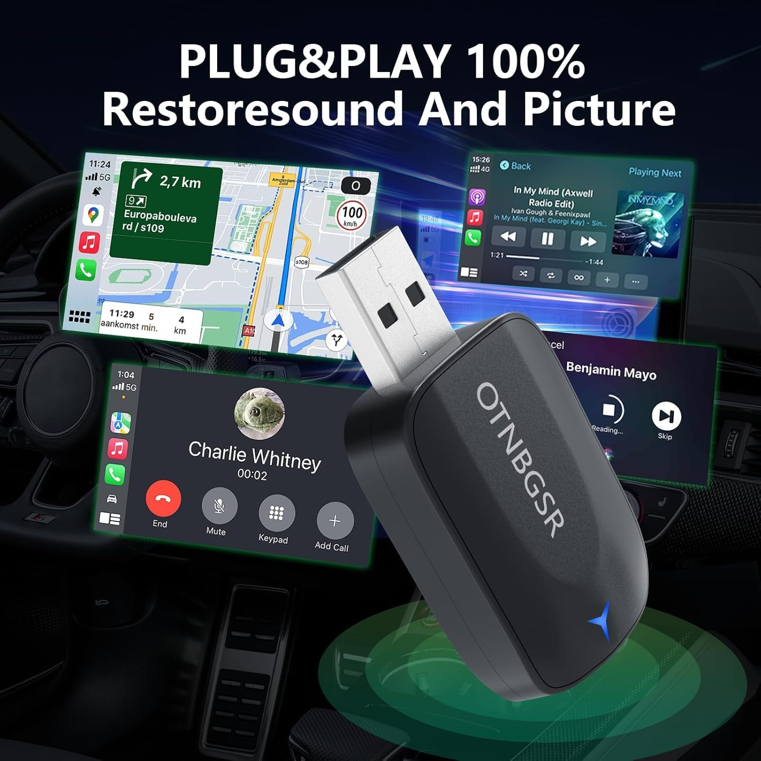 Wireless Carplay Adapter for Iphone,Converts Wired Carplay to Wireless, Retains Stock Controls, Supports Online Updates, Plug-And-Play, Compatible with Cars from 2014 Onward (DS8 POR) image number 6