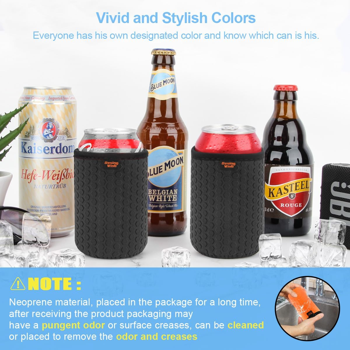 Desing Wish 3 Piece 12 Oz Standard Drink Cooler Set Can Cooler Neoprene Bottle Cooler Cuff Cooling Cuff for Outdoor on the Go Party Beer Bottle Beer Water Wine Cuff Cans Cooler