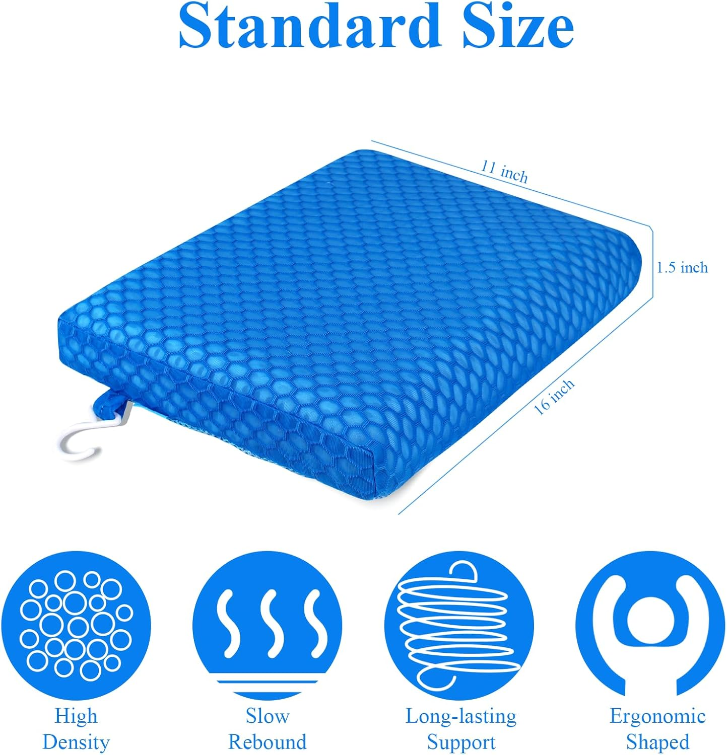 Anycosy Shower Seat Cushion Waterproof Sauna Seat Cushion Bathtub Cushion for Sauna,Slip-Resistant 3D Foam Mesh Bathtub Chair Pad with Hook,Quick Drying Shower Seat Mat for Elderly (Blue, Medium) image number 6
