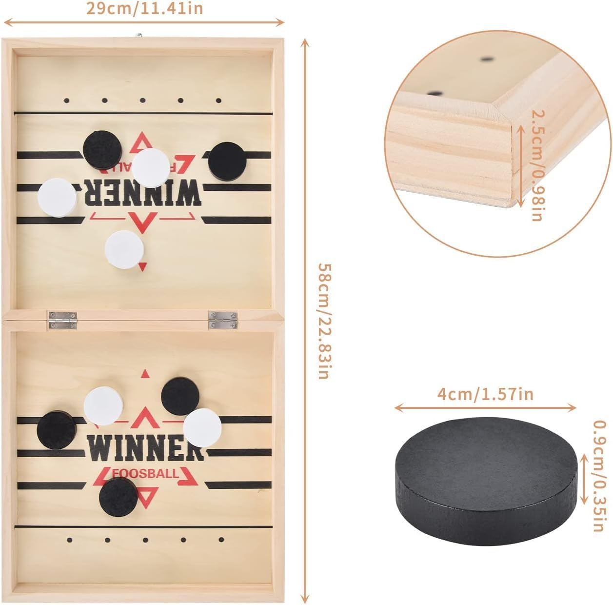 Large Fast Sling Puck Game Super Wooden Chess Set Board Games for Family Game Night and Party with Friends Winner Foosball and Rapid Bored Games Set，Board Games for Kids 8-12