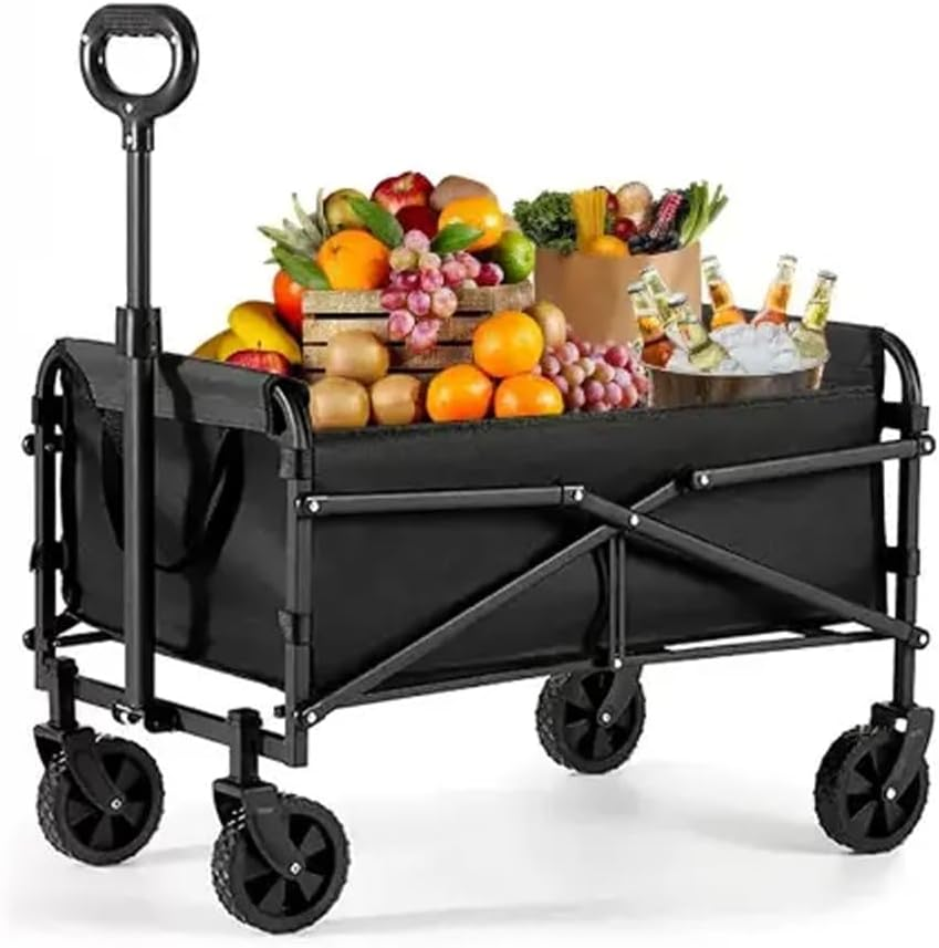 AIMALL 27.5 Inch Portable Folding Camping Trolley Cart, Lightweight Outdoor Wagon with Adjustable Handle, 360&deg; Wheels, Heavy-Duty Steel Frame image number 5