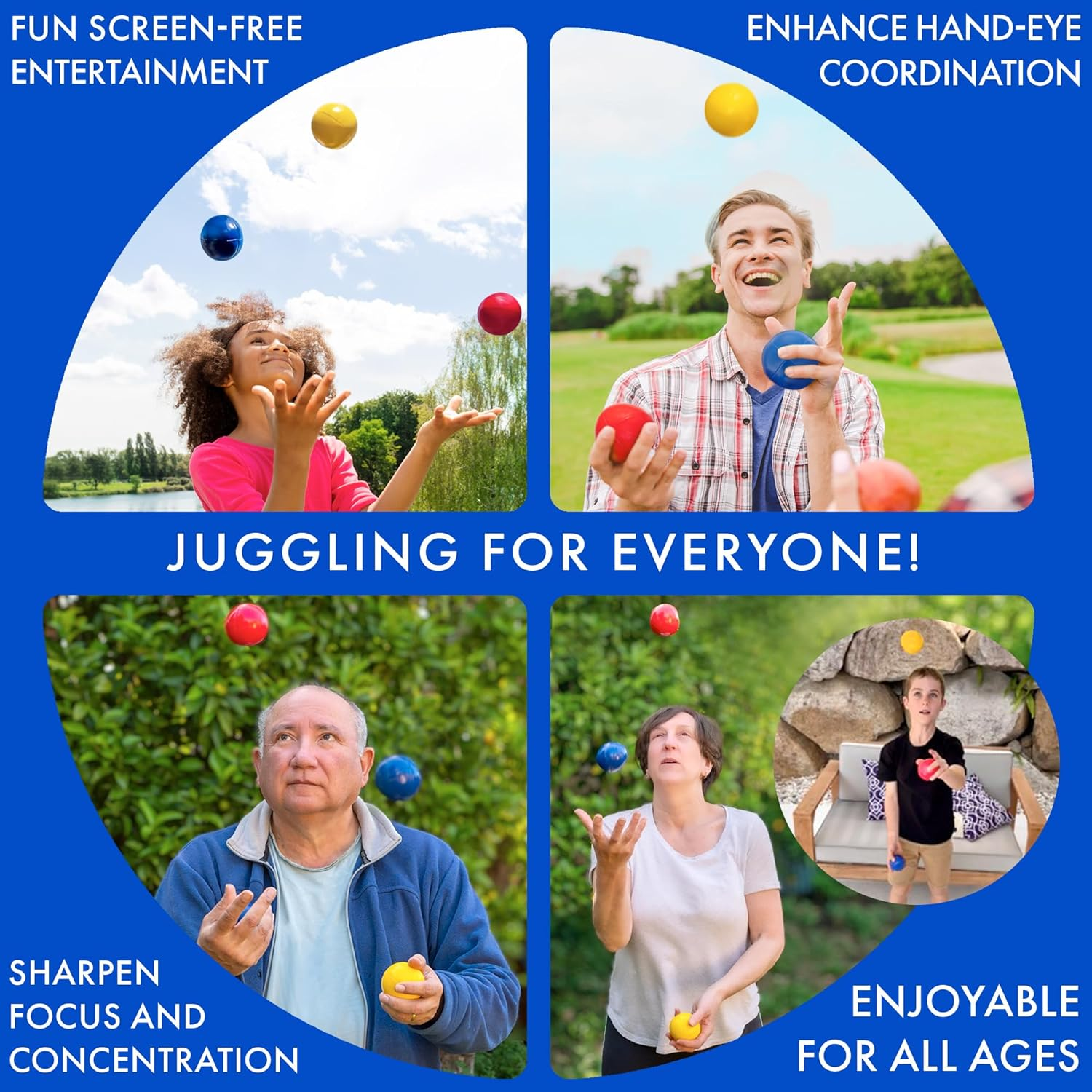Juggling Balls, Set of 3 Vibrant Learn to Juggle Balls for Beginners or Professional - Perfect for Kids, Teens, & Adults with Stylish Bag & Instructions image number 3