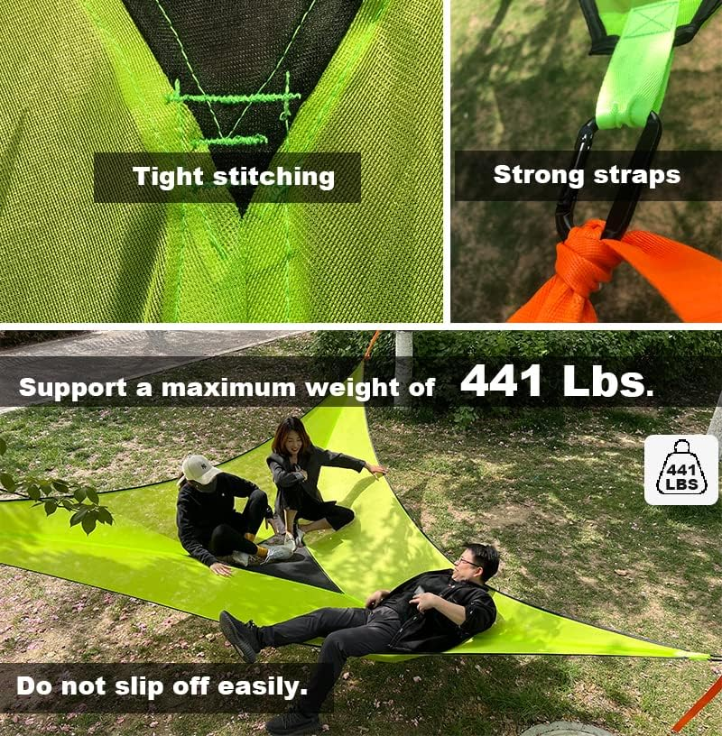 CEPTEN Hammock Triangle Outdoor Multiplayer Mesh Hanging Bed Easy Installation Nap Picnic Blossom Viewing Family Travel Goods... (157 * 157 * 157Inch, Black) image number 1
