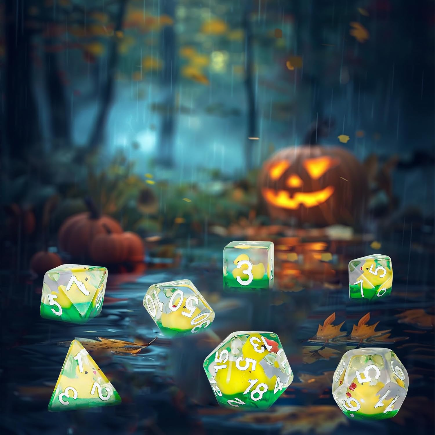 Oricraft D20 Yellow Duck Dice DND Dice Set Cute Duck inside DND Gaming Dice Polyhedral Role Playing Game Dungeons and Dragons Dice - Dark And Pupple image number 2