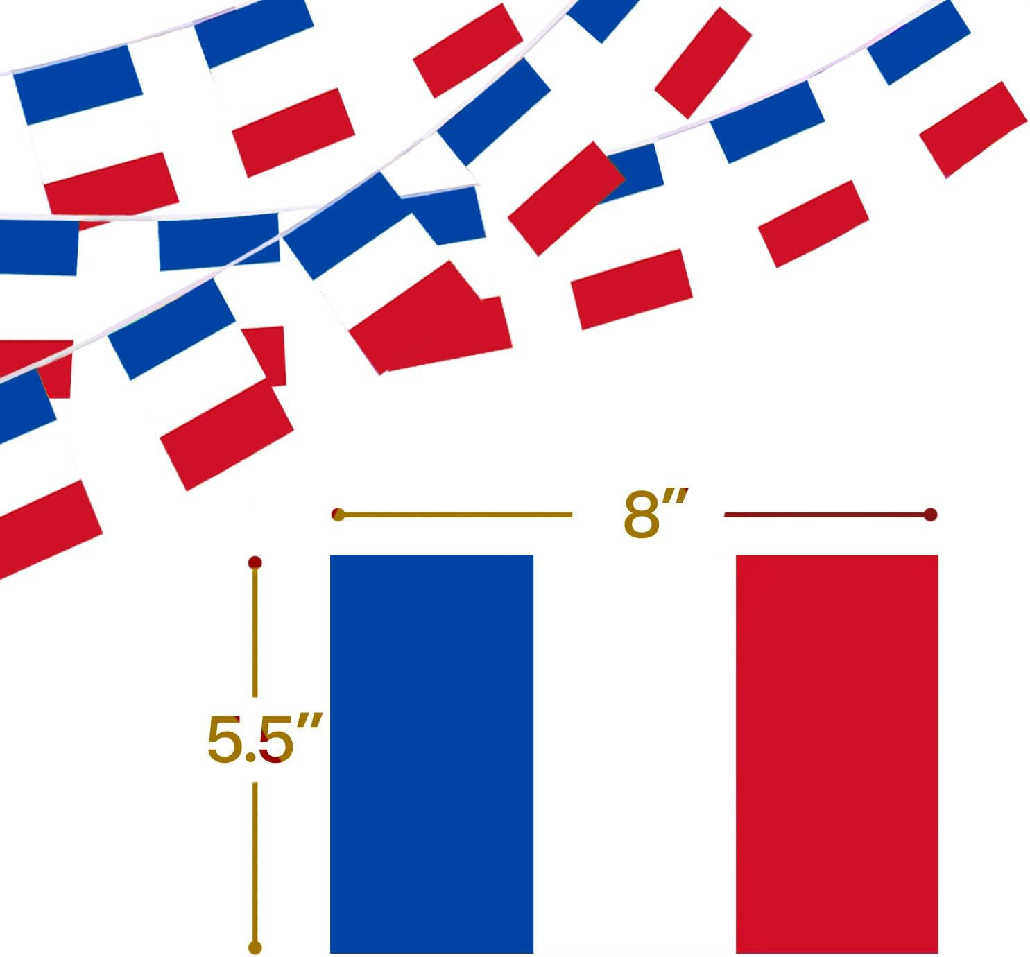 Anley France String Flag Pennant Banners, Patriotic Events 14Th of July French Bastille Day Decoration Sports Bars - 33 Feet 38 Flags image number 4