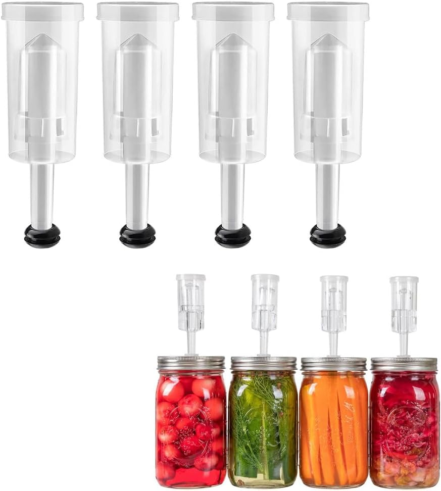4-Piece Airlock Fermentation Beer Wine Brewing Air Locks with Silicone Grommets for Sauerkraut Kimchi Kombucha ((NO Jars) image number 6