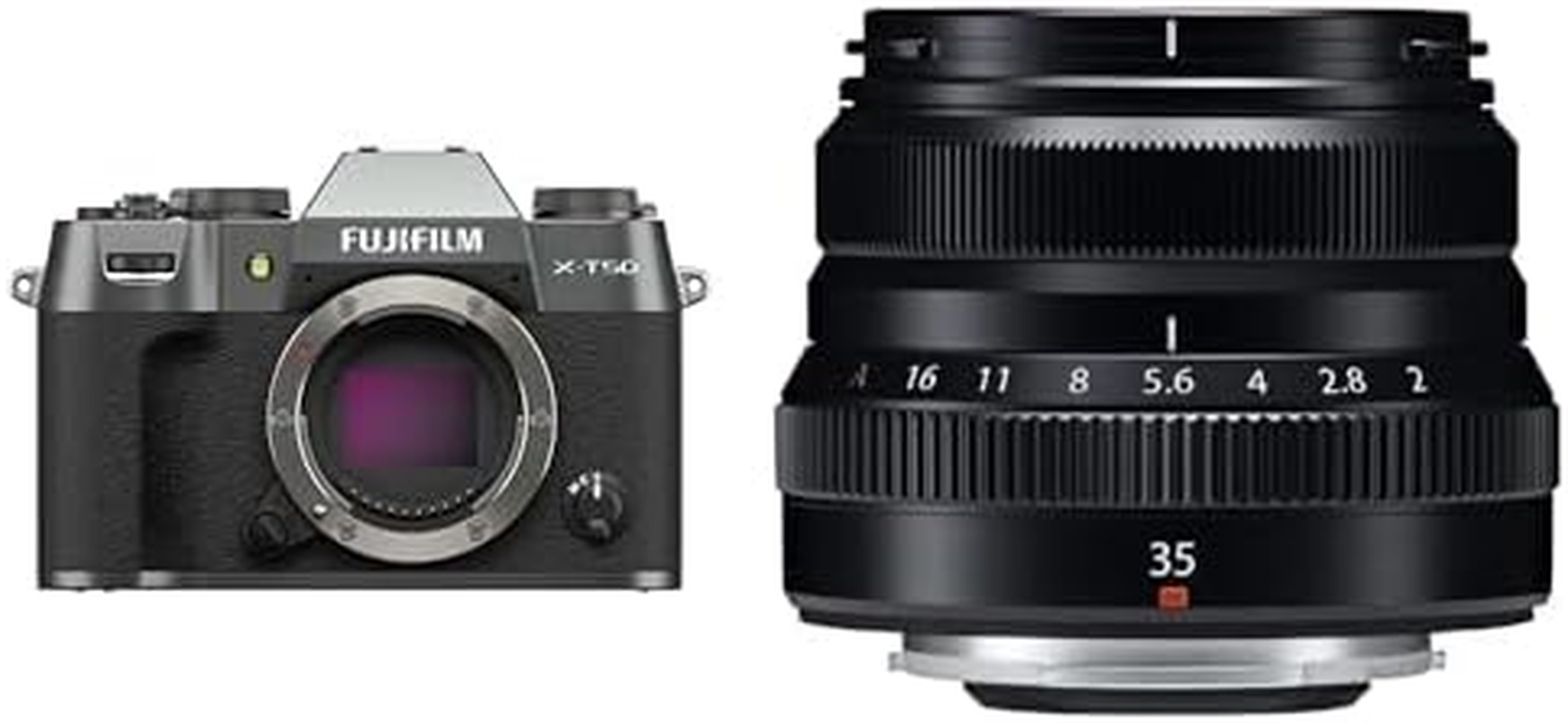 Fujifilm X-T50 Mirrorless Digital Camera, Charcoal Silver + Xf35Mm Lens