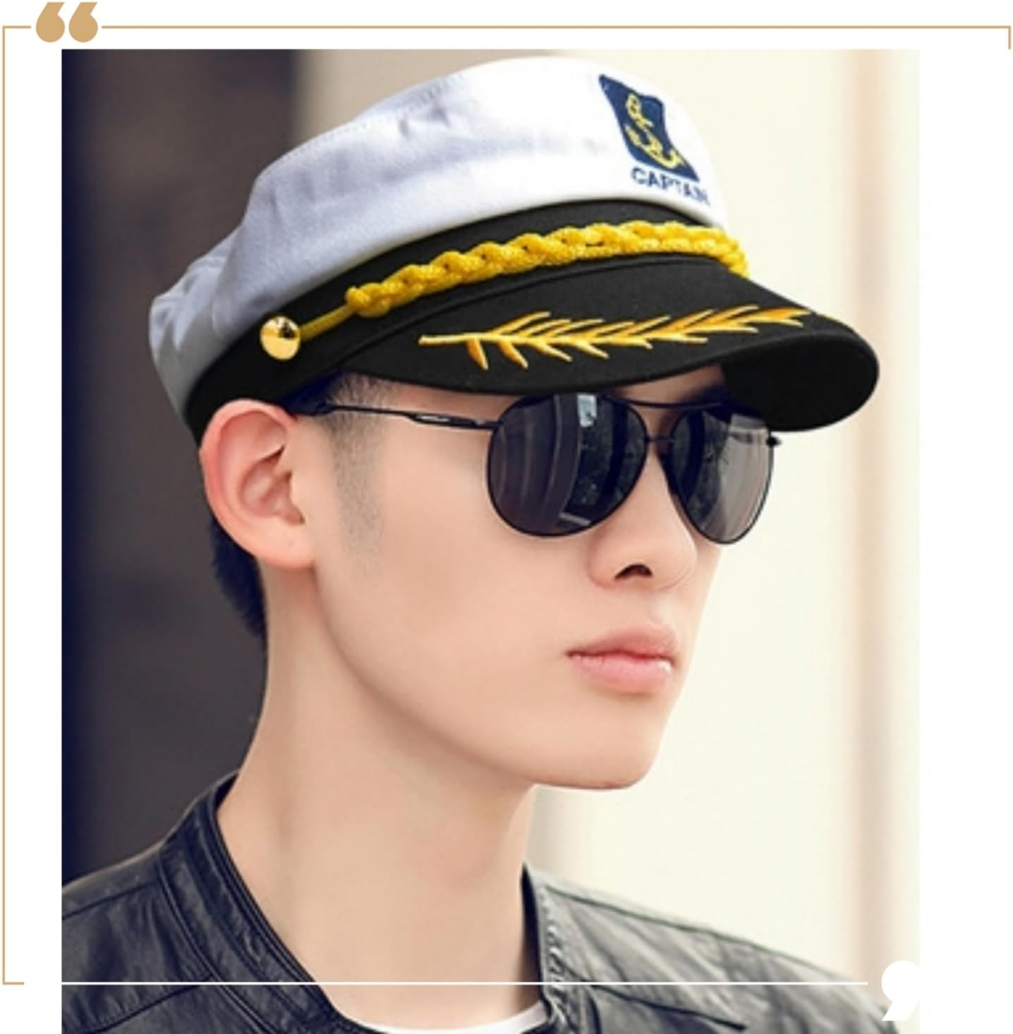 Yacht Captain Hat and Sunglasses with Case, Costume Accessory for Navy Masquerade Party, Marine Admiral Adjustable Hat Yacht Boat Ship Sailor Accessories Set image number 6