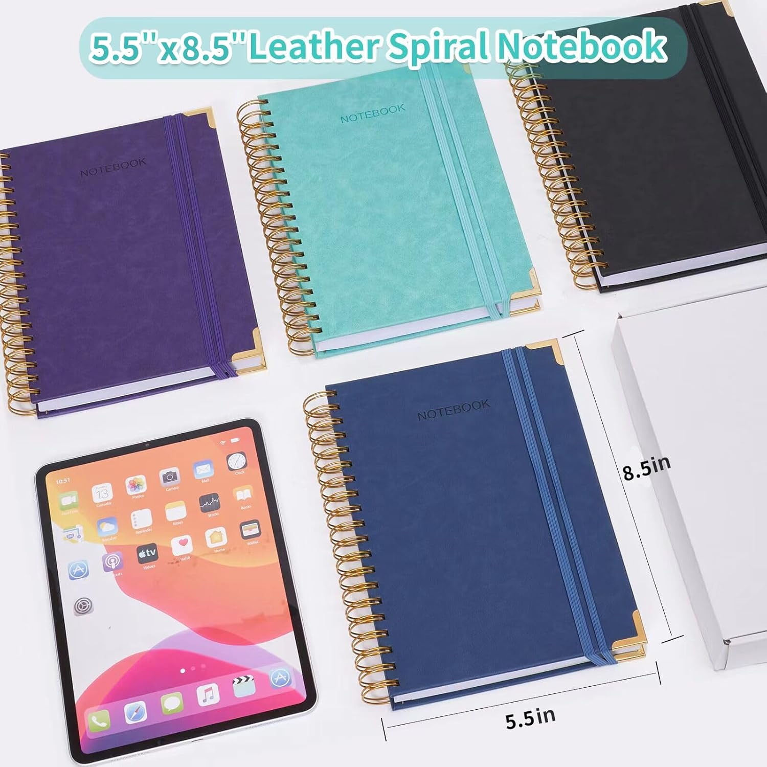 Spiral Notebook, 365 Page Hardcover Leather Notebook Journal, Large A5 Lined Journal for Women Men, College Ruled Notebooks for Work School, Journals for Writing, 24Pcs Index Tabs, 5.5" X 8.5", Teal image number 3