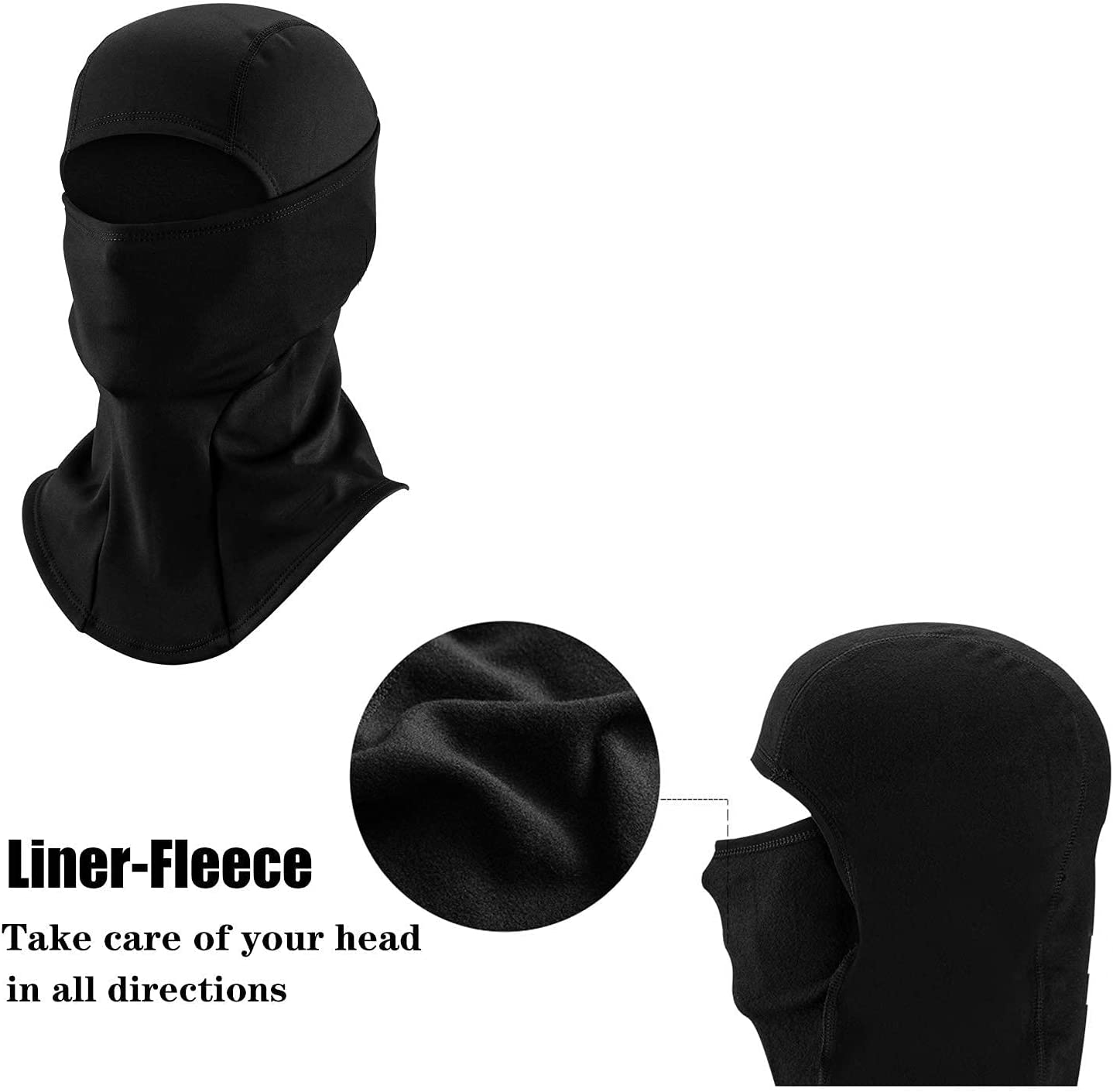 Cold Weather Balaclava Ski Mask with Thermal Fleece inside for Men Windproof Thermal Winter Scarf Mask Women Neck Warmer Hood Black image number 4