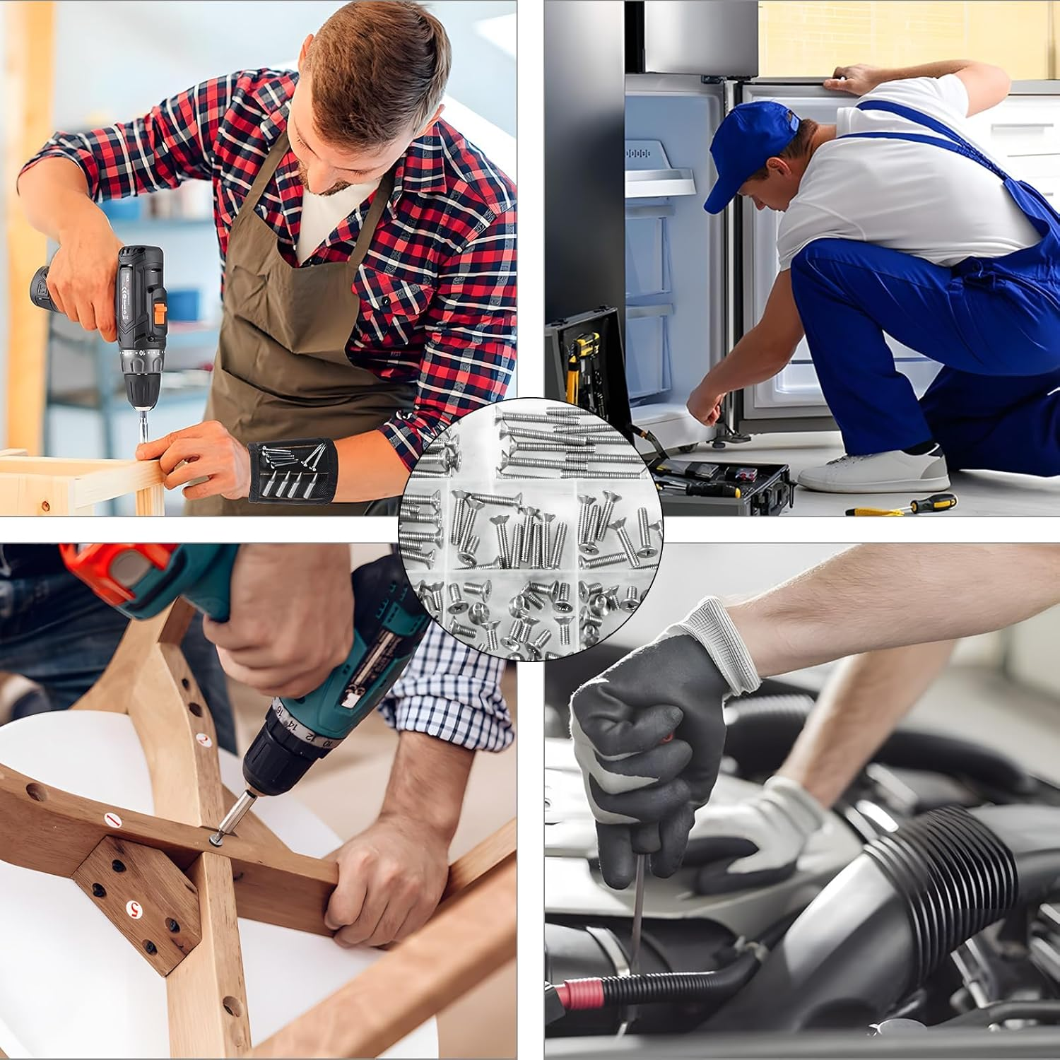 M4 Flat Head Machine Screws 150Pcs Metric Fastener 304 Stainless Steel Countersunk Cross Machine Screw Fasteners Bolts Assortment Kit M4 X 6/8/10/12/16/18/20/25/30/35/40Mm image number 1