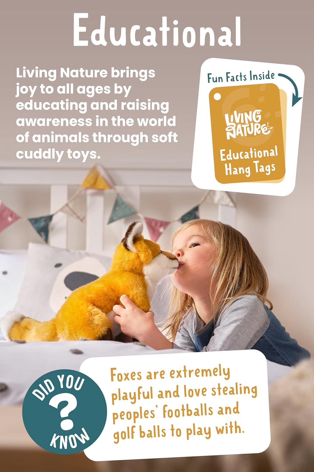 Living Nature Highland Cow Plush Toy with Sound, 30Cm, Realistic Farm Animal with Educational Fact Tags, Eco-Friendly and Cuddly, Ideal for Kids, Animal Lovers, and Home D&eacute;cor image number 4