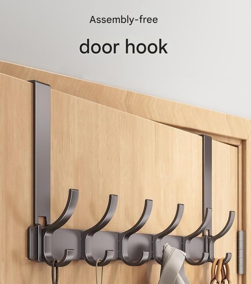 Over the Door Hooks, No Assembly Required Door Hanger Hook, Sturdy over the Door Coat Rack, over Door Hanger Door Hooks for Hanging Clothes, Towels, Hats (Black, 12 * 39CM) image number 3