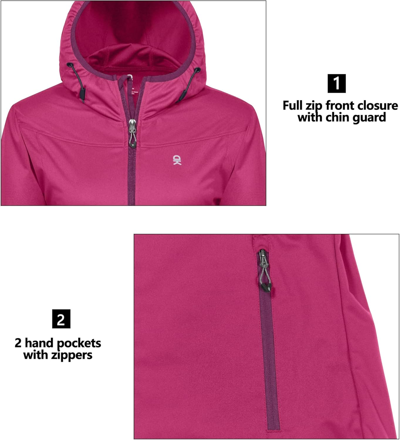 Little Donkey Andy Women'S Lightweight Hooded Softshell Jacket for Running Travel Hiking, Windproof, Water Repellent image number 4