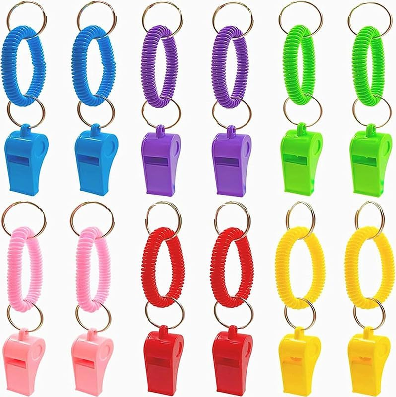 12Pcs Loud Plastic Sport Whistle with Stretchable Coil Bracelet,Plastic Whistle Loud Clear with Stretchable Coil Bracelet,Loud Clear Whistle Wrist Keychain Sport Whistle with Stretchable Coil Bracelet image number 5