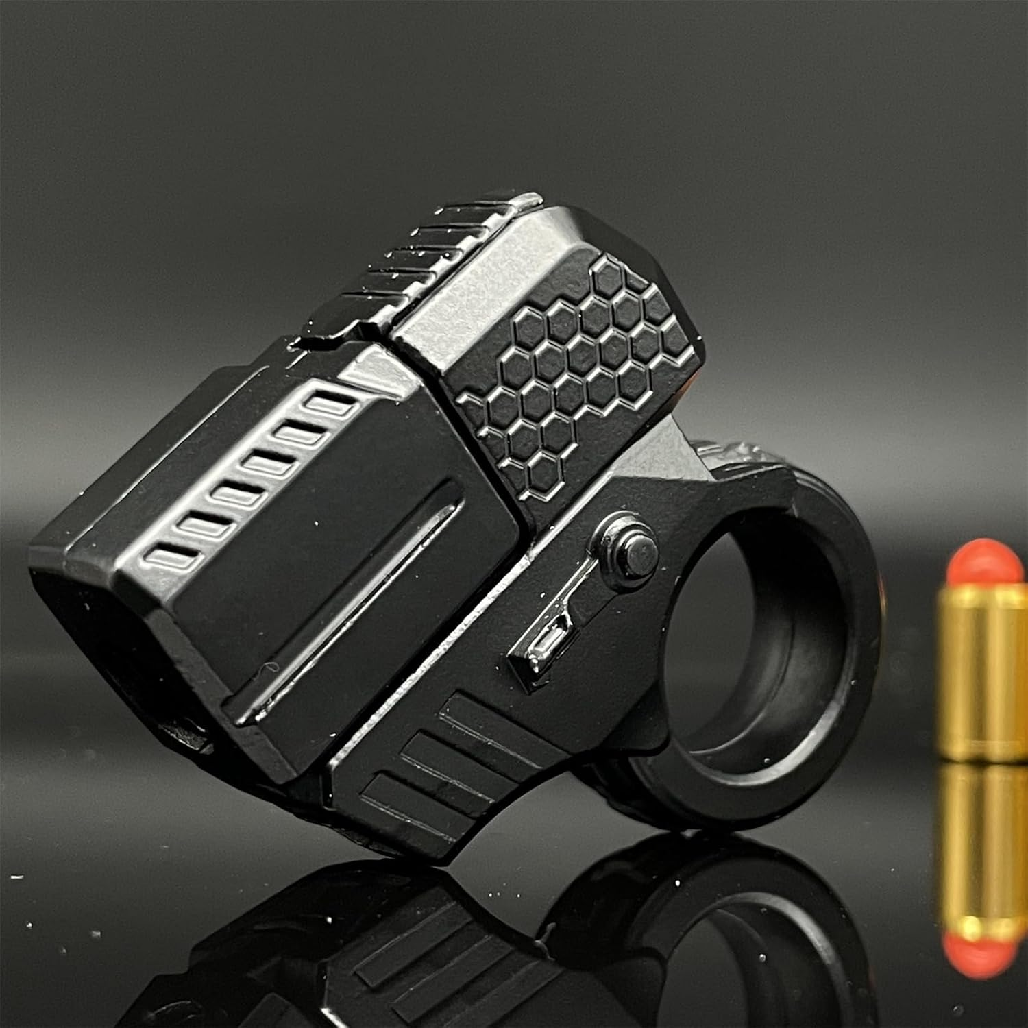 Alloy Gun Shape Fidget Ring EDC Fidget Spinner Metal Hand Spinner Adult Fidget Toys ADHD Tool Anxiety Stress Relief Toys Office Desk Toys (Black) image number 5