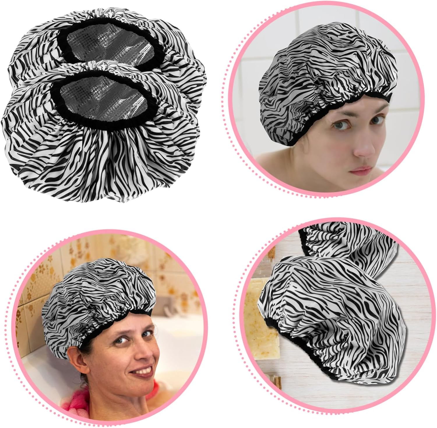 2Pcs Tin Foil Hair Coloring Caps Double-Layer Thermal Hair Oil Treatment Caps Waterproof Anti-Static Women Salon image number 3