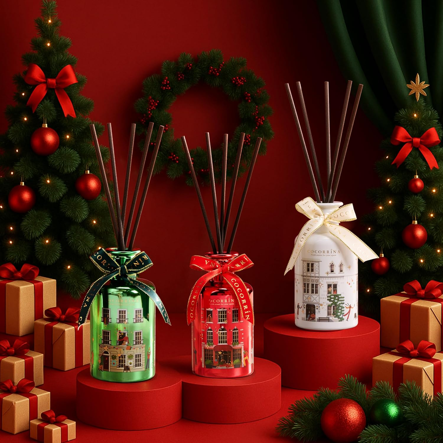COCORR&Iacute;NA Reed Diffuser - Cinnamon Stick 200Ml Chirstmas Reed Diffuser with 8 Sticks Home Fragrance Bathroom Shelf Decor, Festival Gifts image number 3
