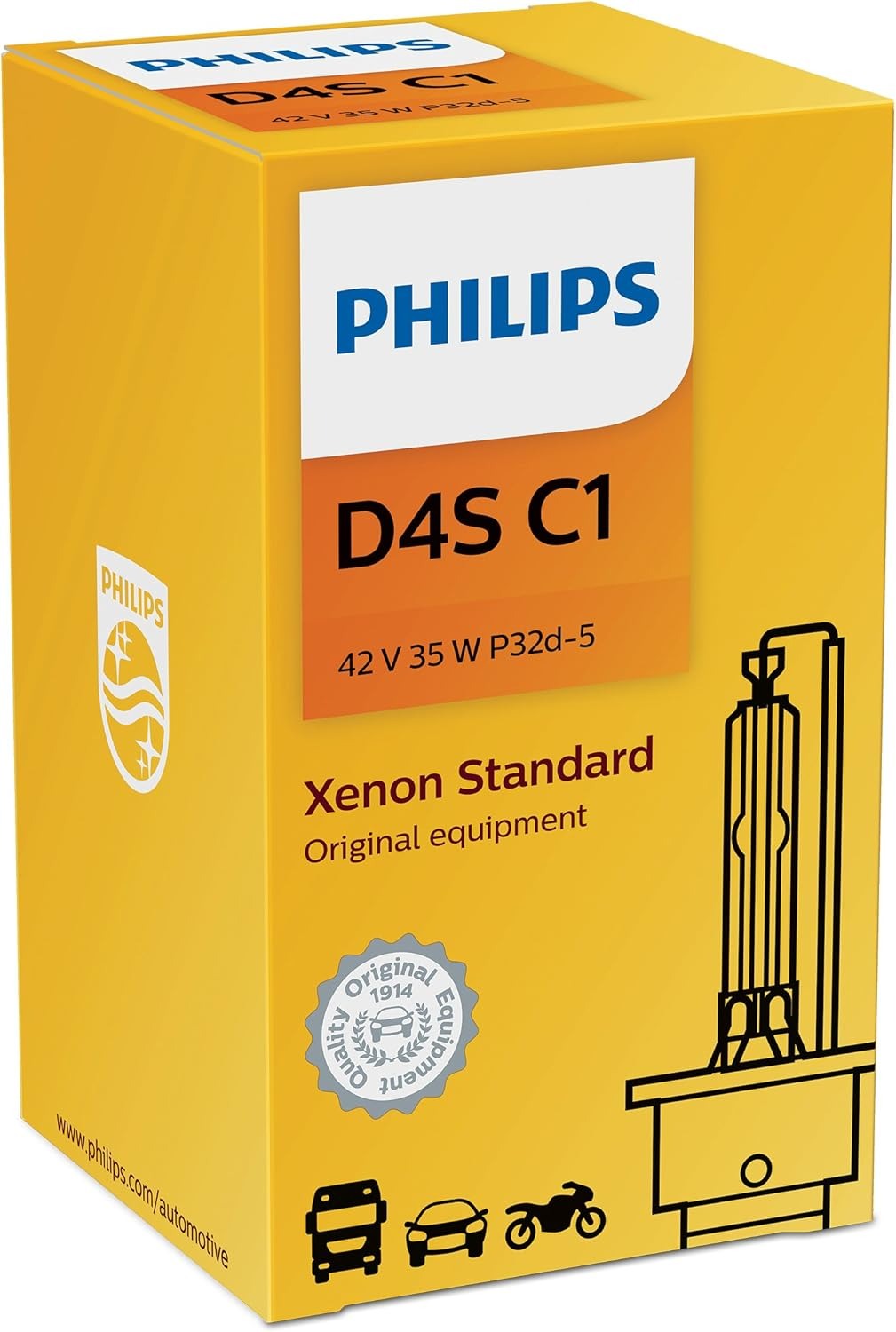 Philips D4S Standard Xenon HID Headlight Bulb, 1 Pack image number 1