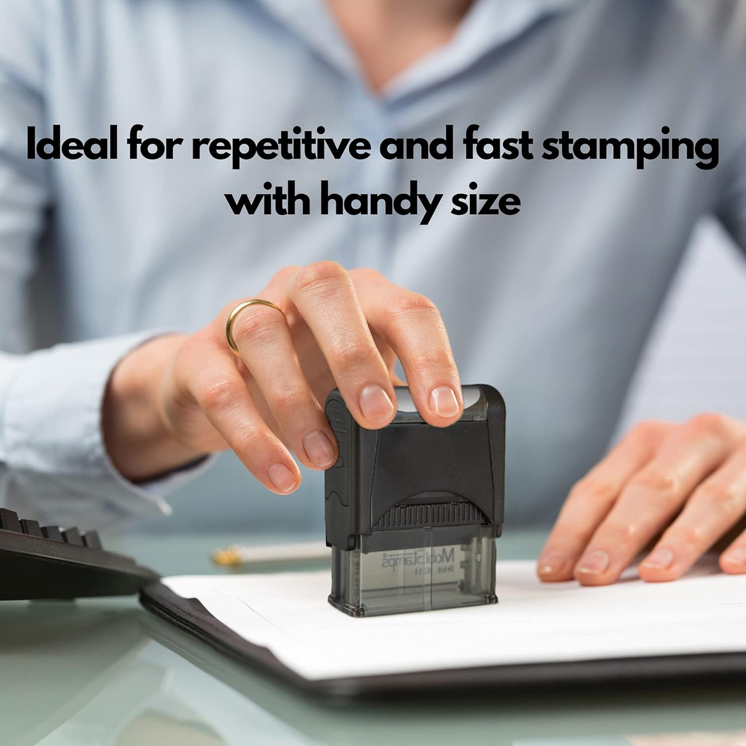 Self Inking Rubber Stamp, Refillable Red Ink Preinstalled - 1.4" X 0.51" X (35 X 8Mm) (Original) image number 4