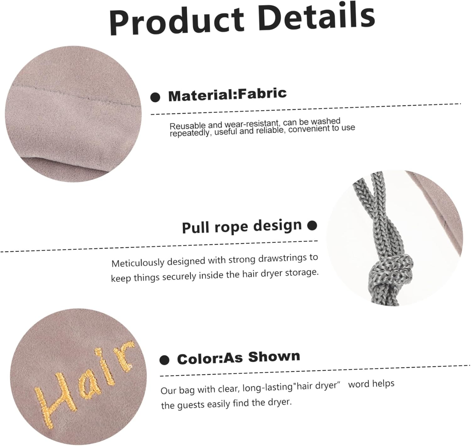 Storage Bag for Hair Dryer Drawstring Storage Bag Portable Lightweight Fabric Pouch for Outdoor Travel Home Use image number 1