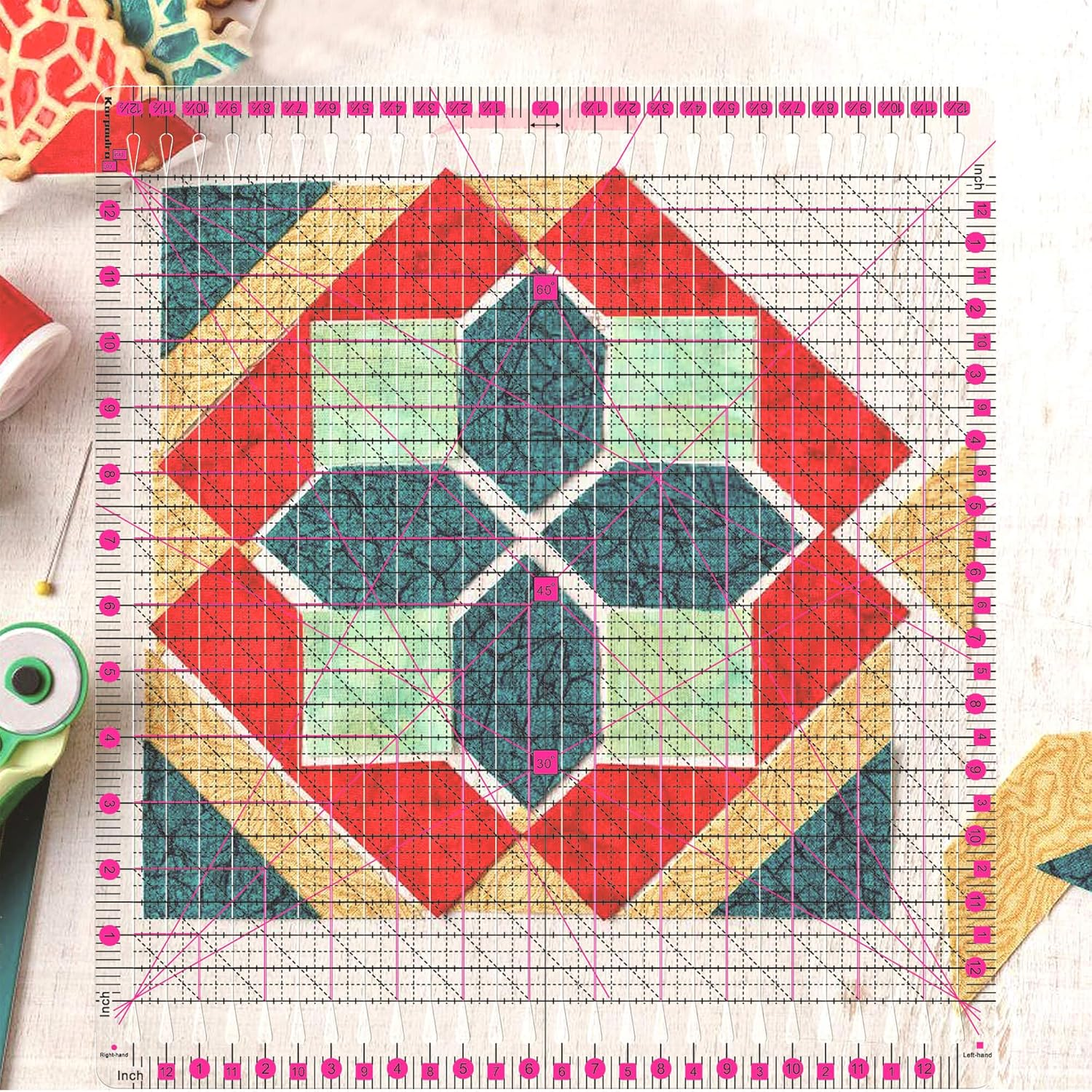 Quilting Ruler- 12.5 * 12.5" Slotted Rulers for Quilting and Sewing Quilt Strip Rulers for Fabric Precise Cutting