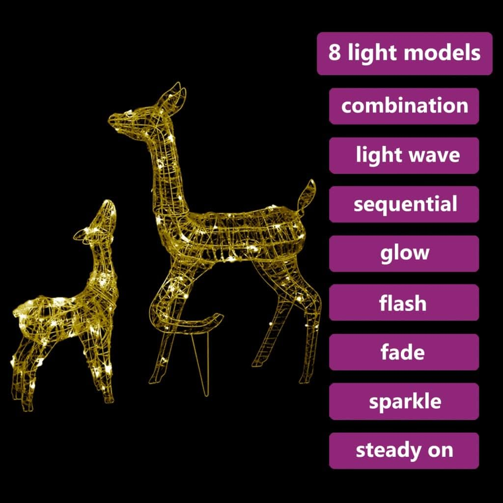 Christmas Reindeer, Xmas Light up Reindeer Outdoor Yard Christmas Decoration Acrylic Reindeer Family Christmas Decoration 160 LED Warm White