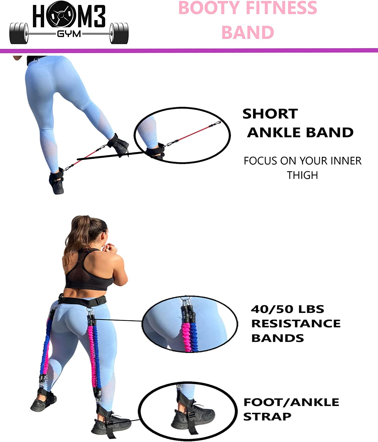 Booty Bands Vertical Jump with Adjustable Belt|2 Adaptable Levels of Resistance| Ideal Resistance Bands for Legs, Thigh and Butt | UNISEX |Training Exercise Equipment and Agility Training Strap image number 1