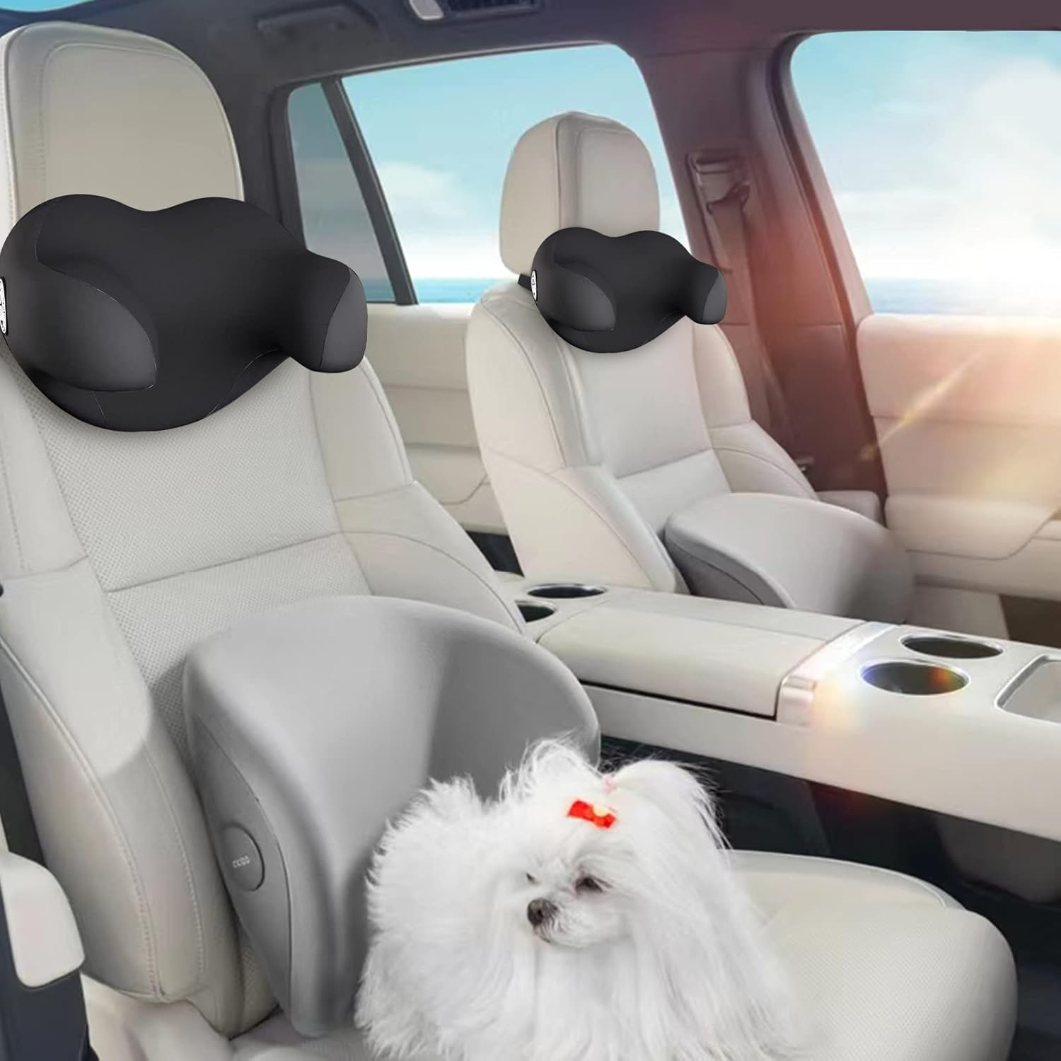 SPRFUFLY U-Shaped Car Headrest Pillow for Sleeping, 100% Memory Foam Car Pillow with Breathable Removable Cover, Ergonomic Design - Ideal Car Companion for Naps & Neck Pain Relief (Black, 1PC) image number 1